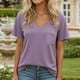 thumbnail image 1 of mfyjkho Tops Para Salir, Blusa De Mujer Con Cuello En V, Lisa, Informal, Holgada, De Verano, De Manga Corta, Con Bolsillo Tops Para Salir Para Mujer M, 1 of 5
