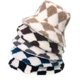 thumbnail image 5 of CoCopeaunts Mens Bucket Hat Europe American Style Winter Warm Geometry Diamond Plaid Fisherman Cap Lamb Wool Basin Cap for Women, 5 of 8
