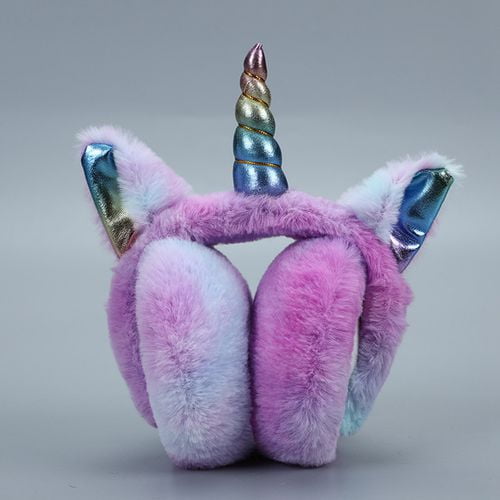Unicorn Winter Earmuffs Cartoon Ear Plush Fluffy Warm Foldable Soft Warmers 
