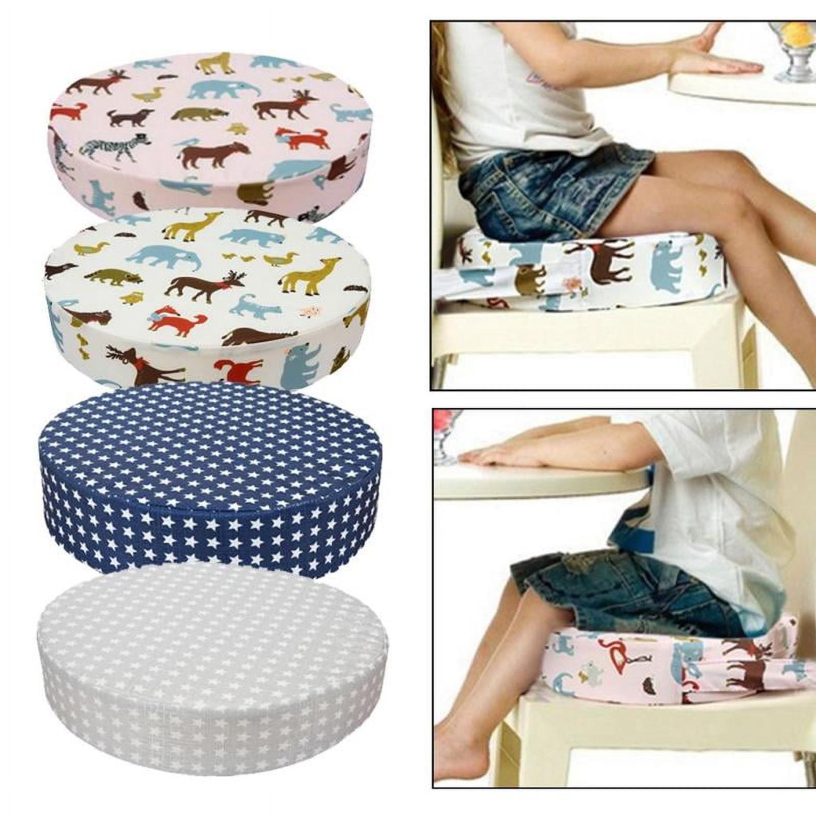 Chair Round Booster Seat Cushion - Baby High Chair Pad - White Star, 32cm