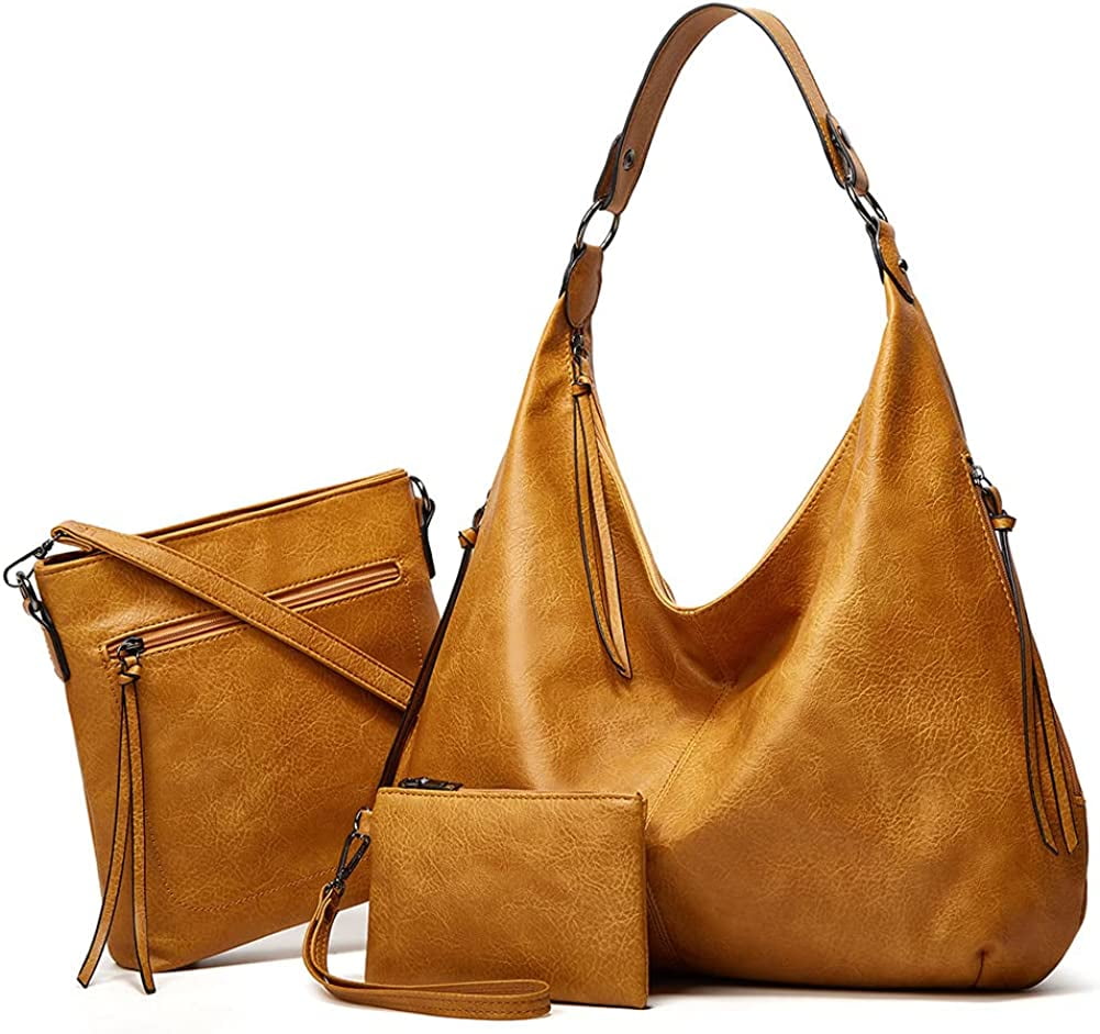 PIKADINGNIS Women Tote Purse Set Faux Leather Large Tote Bag Shoulder Bag  Tassel Handbag for School Work