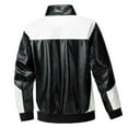 thumbnail image 7 of Mens Motorcycle Bomber Jackets Faux Leather Vintage Racing Collared Coats Windbreaker Long Sleeve Zipper Biker Jacket Black, M, 7 of 7