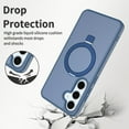 thumbnail image 2 of Magnetic for Samsung Galaxy S25 Case, Shock-Absorbent Anti-Fingerprint Matte Protective Back Cover with Ring Kickstand, Anti-Scratch PC+TPU Non-Slip Slim Wireless Charging Case, Blue, 2 of 6