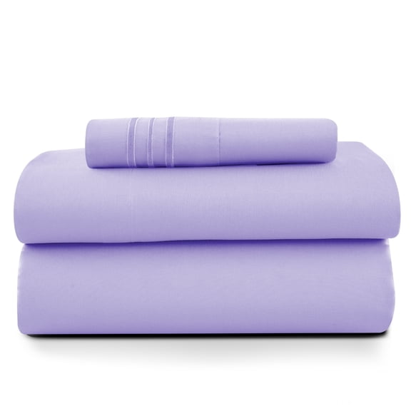 Lux Decor Twin-XL Bed Sheet Set, 3-Piece Plain Soft Microfiber – Deep Pocket Twin XL Bed Sheets, Includes 1 Fitted Sheet, 1 Flat Sheet, 1 Pillowcase, Lavender