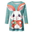 thumbnail image 4 of SZXZYGS Chemises de la Fête de l'Indépendance pour Femmes 3X Chemise Imprimée pour Femmes Tunique à Manches 3/4 Hauts Blouse à Col Ras du Cou T-Shirt Été 2024, 4 of 5