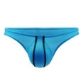 thumbnail image 3 of UVEASISHA Mens Thong Bikini Low Rise Slim Fit Briefs Comfy Breathable G-String Soft Stretch Underwear Blue M, 3 of 4