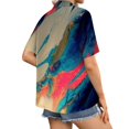 thumbnail image 5 of Stralyhd Summer Shirts for Women Short Sleeve Button Up Abstract Art Print Top Holiday Beach Basic Shirts Loose Fit Lightweight Soft Blouses Light Blue XL, 5 of 5