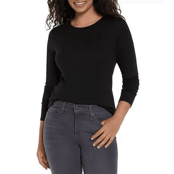 Eddie Bauer Women's Long Sleeve Crewneck Tee (Black, XXL)