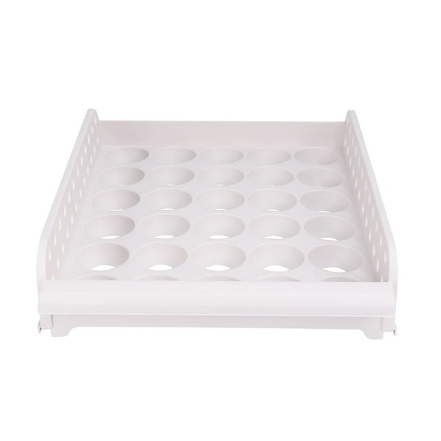 Stackable Egg Storage Box 30 Grids Egg Container Plastic Egg Tray for Home Kitchen (White, Single-layer)