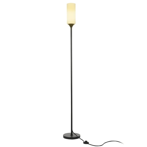 Amdohai LED Floor Lamp E26 7W Light Bulbs Modern Standing Lights Reading Light Glass Lampshade for Living Room Bedroom Office