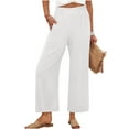 thumbnail image 2 of Ounisa Women Office Wide High Waist Pants Loose Fit Elastic Waist Pleated Front Trousers for Work Casual, 2 of 7