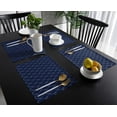thumbnail image 4 of Placemat Navy Blue Long Wave Pattern Kitchen Dining Table r Accessories 4/6pcs Heat Resistant Linen Tableware Pads Mats, 4 of 7