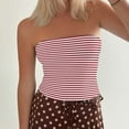 thumbnail image 6 of Striped Tube Tops for Women Teen Girls Strapless Off Shoulder Y2k Crop Bandeau Top Sleeveless Base Tee Summer (XL, Red), 6 of 7