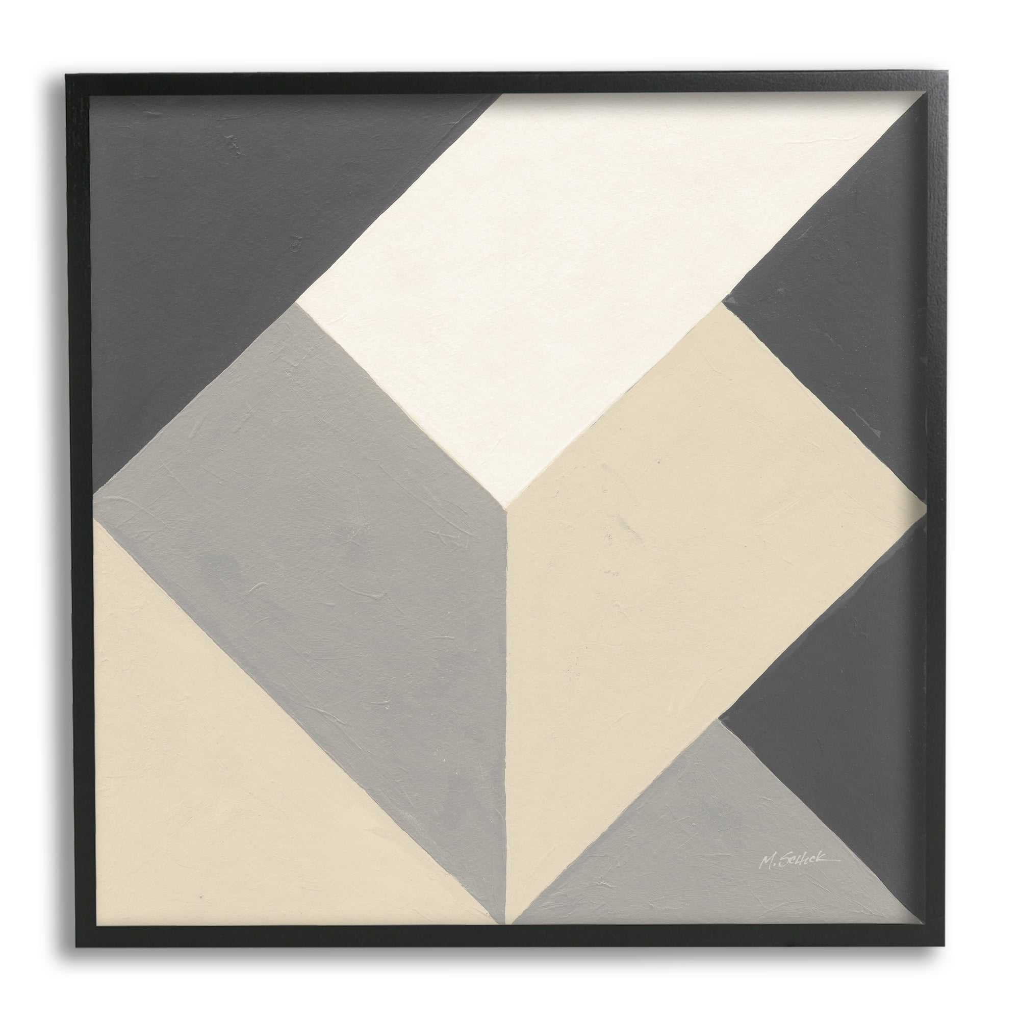 Stupell Industries Geometric Shape Arrangement Abstract Grey Beige Heart, 24 x 24, Design by Mike Schick