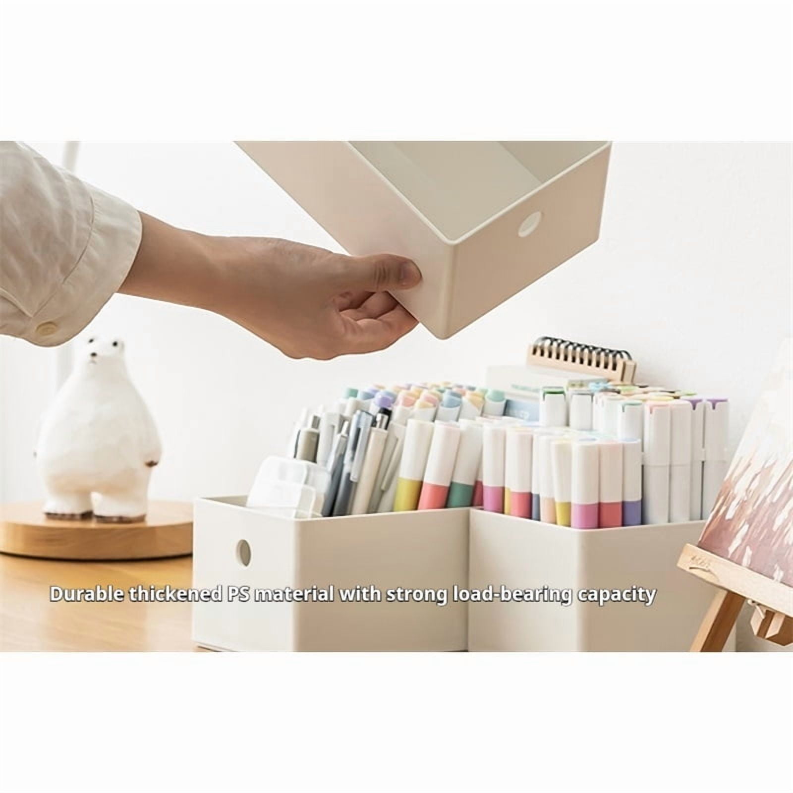 Large capacity plastic marker pen storage box - desktop creative pen holder, essential for office stationery organization, easy to store various pen tools