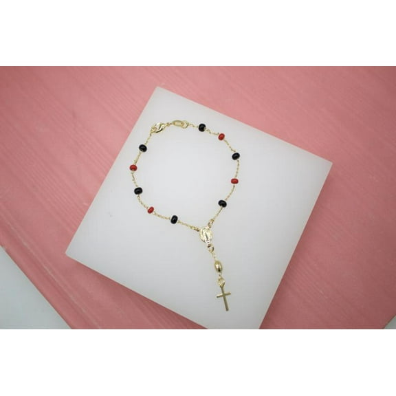 Gold Filled Virgin Mary  Cross Charm Bracelet