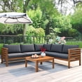 thumbnail image 3 of Harper & Bright Designs Acacia Wood Outdoor Sectional Furniture with Coffee Table, Patio Modular Sectional Sofa Set, Garden L-Shaped Conversation Set with Cushions, Gray, 3 of 12