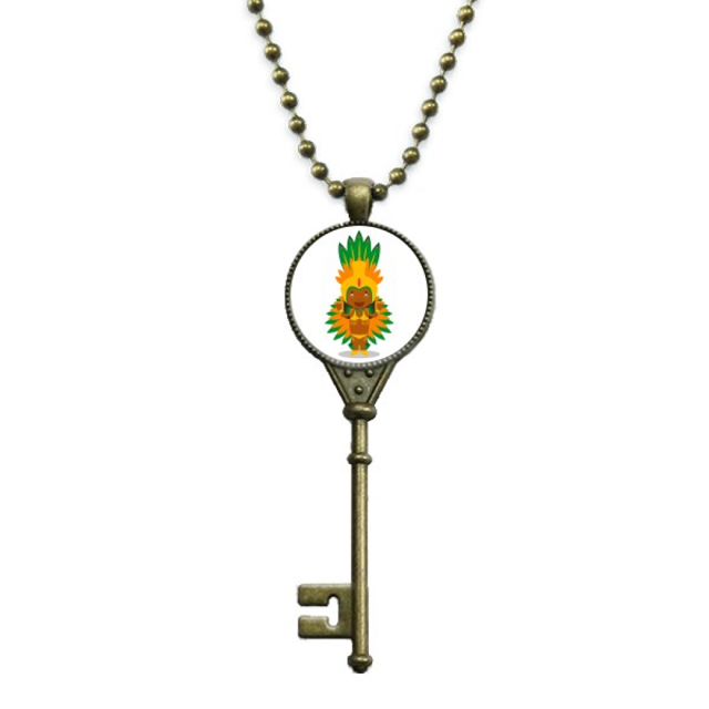 Collier Clé de Dessin Animé Brésilien Orange Pendentif Chaîne Embellie