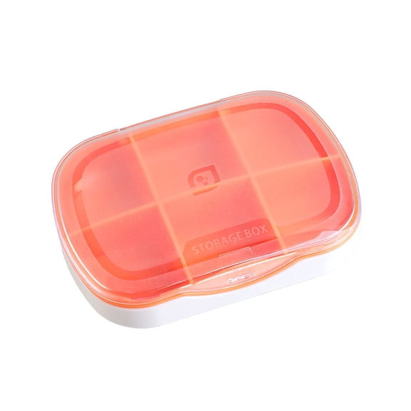 dajkiuy Travel Pill Organizer - Airtight Medicine Case for Traveling Portable Pharmacy Box Vitamin Container 6 Compartment Supplement Medication Holder Large Capacity Daily (Orange)