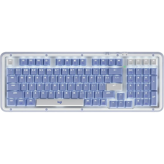 Logitech Alto Keys K98M Wireless Mechanical Keyboard, Customizable Keyboard with Vibration Absorbing Gasket, Backlit Keys, Lilac - Wireless Connectivity - Bluetooth/RF - 2.40 GHz - USB Type A Inter...