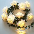 thumbnail image 1 of Cadena de luces de hojas verdes rosas 3M 20LED MACHAO luces de Hadas de flores de Ratán Blanco cálido, 1 of 5