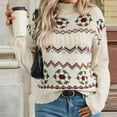 thumbnail image 4 of Karight Womens Vintage Fair Isle Sweater Long Sleeve Chunky Knitted Pullover Tops Boho Argyle Western Fall Winter Clothes, 4 of 9