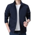 thumbnail image 1 of Innerwin Coat Stand-up Collar Mens Jacket Outdoor Solid Color Zipper Pockets Outwear Dark Blue 3XL, 1 of 3