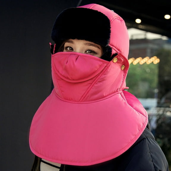 Herrnalise Women Winter Warm Windproof Hat Cycling Skiing Warm Winter Cap Mask Scarf Set