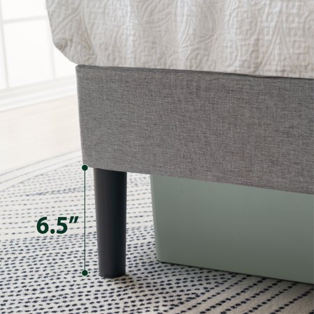 MAINSTAYS GRAY UPHOLSTERED SQUARE TUFTED PLATFORM BED, NO BOX SPRING NEEDED, QUEEN