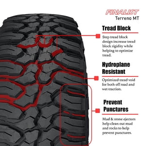 Finalist Terreno M/T LT285/70R17 10 Ply 121Q Load Range E SUV Mud Terrain Tire 285/70/17 MT (Tire Only) Sansujyuku sansujyuku.com