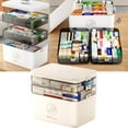 thumbnail image 2 of 12" Large 3-Tier Multipurpose Storage Box with Handle, Expanding Craft & Art Supply Organizer, Portable Plastic Emergency Kit Case with Removable Small Parts Tray, Clear/White, 2 of 6