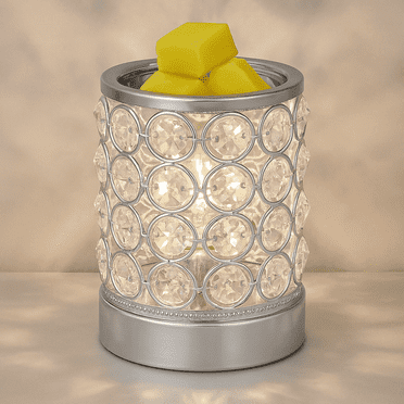 FIZYZYNA Electric Wax Melt Warmer, Crystal Candle Wax Burner with Bulb Heating, Elegant Metal Design, Fragrance Warmer for Home Bedroom Bathroom Decor