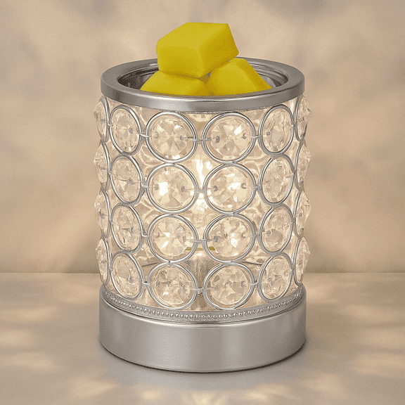 FIZYZYNA Electric Wax Melt Warmer, Crystal Candle Wax Burner with Bulb Heating, Elegant Metal Design, Fragrance Warmer for Home Bedroom Bathroom Decor