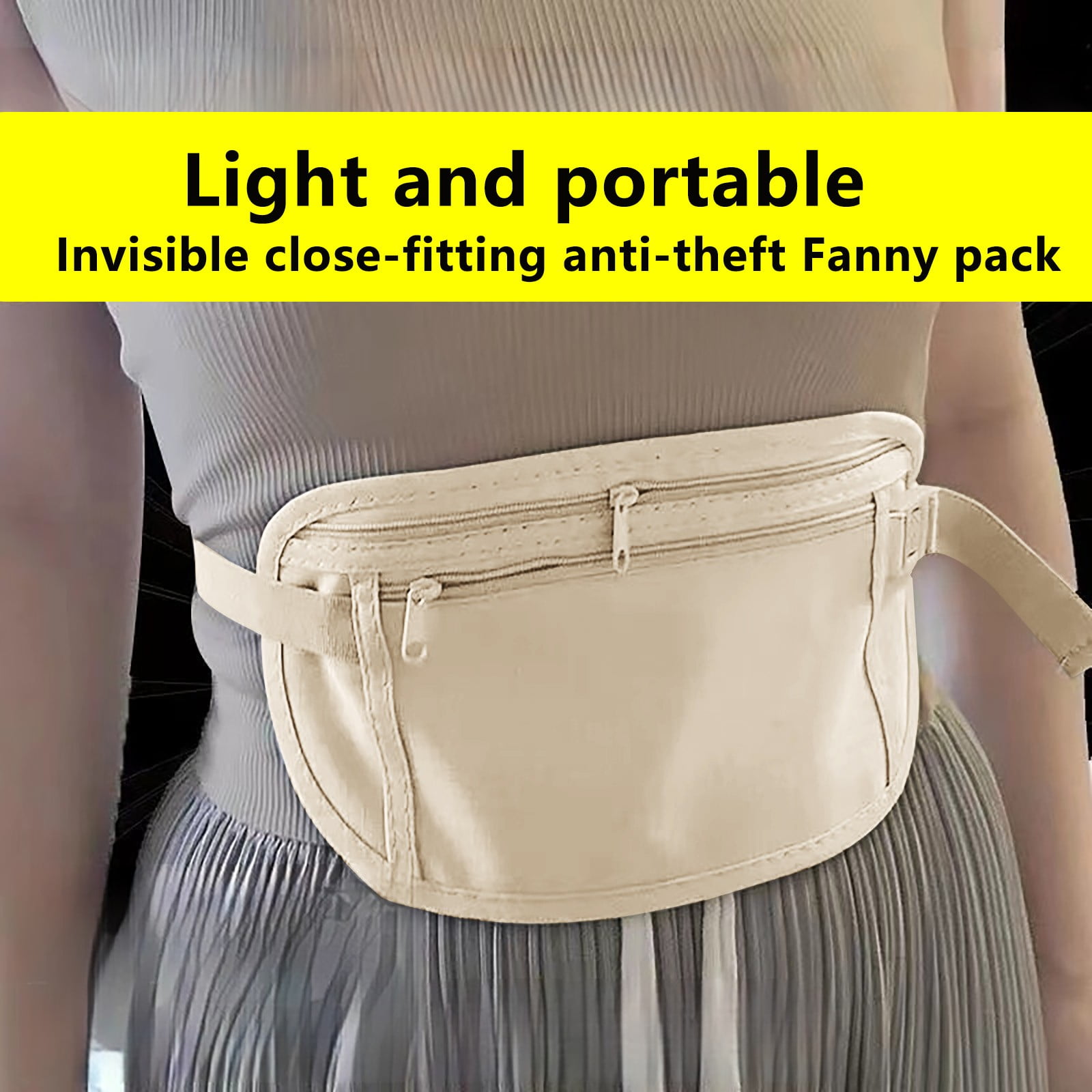 Ceinture Sac Banane Anti Pickpocket Invisible Slim S'Adapte Au Sac