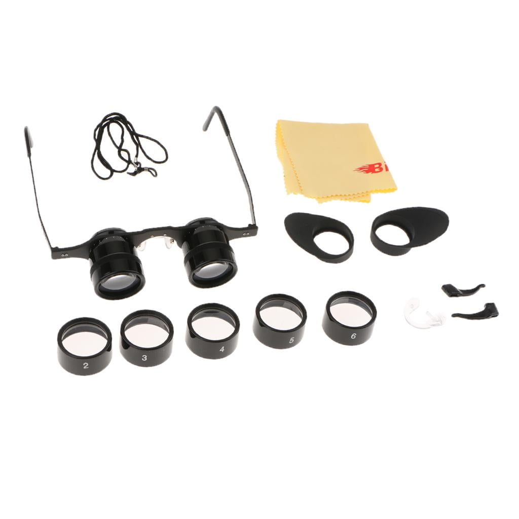 2.5X-15X Adjustable Glasses Style Telescope Hand Free Fishing Optics Binoculars For Outdoor Hiking Concert + 2X 3X 4X 5X 6X Lens