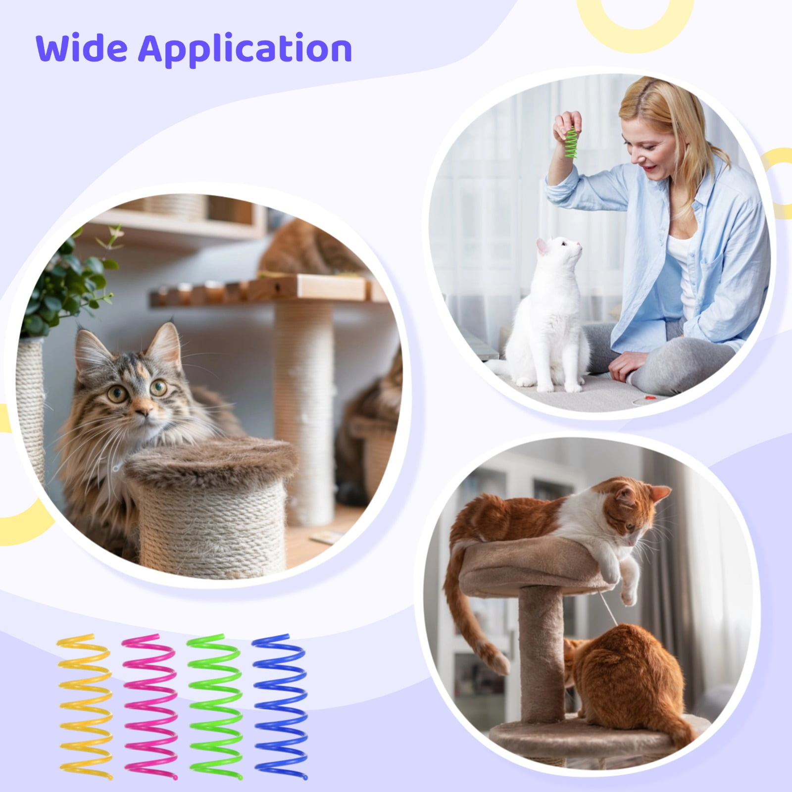 400 PCS Cat Spring Toys, Colorful Plastic Cat Spring Toy, Indoor Interactive Spring Coil, Elastic Bouncy Cat Toy, Interactive Spiral Toy for Cats Kittens Hunting Swatting Chasing Biting