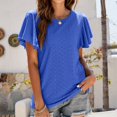 thumbnail image 2 of JUNWELL Hauts d'Été pour Femmes Col Rond Volants Manches Courtes Chemises à Illets Décontractées Coupe Ample Blouses Fluides Tunique Jaune, 2 of 7