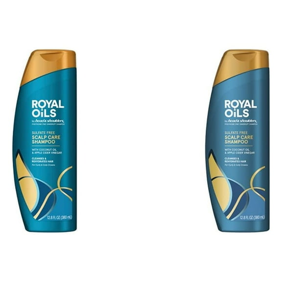 Head & Shoulders Royal Oils Sulfate-Free Scalp Care Anti-Dandruff Shampoo For Natural, Curly, And Coily Hair, With Coconut Oil And Apple Cider Vinegar, Paraben Free, 12.8 Fl Oz (Pack Of 2)
