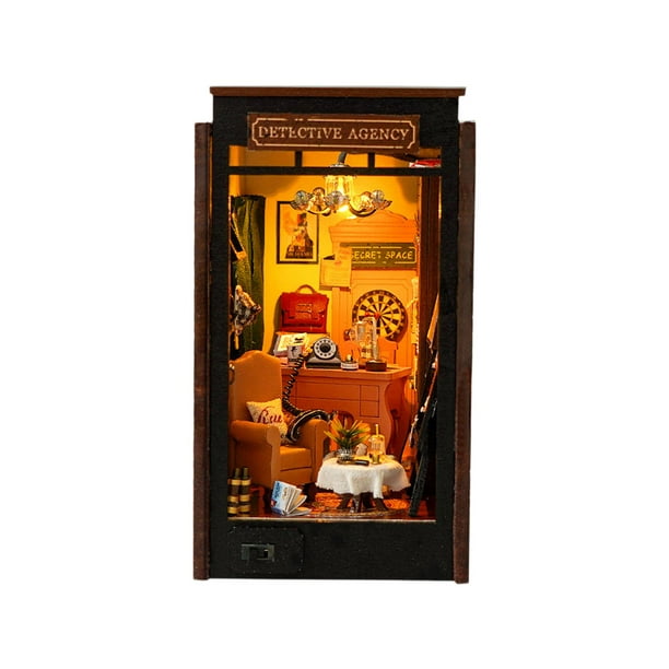 Kits de casas de muñecas en miniatura para hacer mismo, rompecabezas de madera 3D, decoración de habitaciones, soporte decorativo para libros,