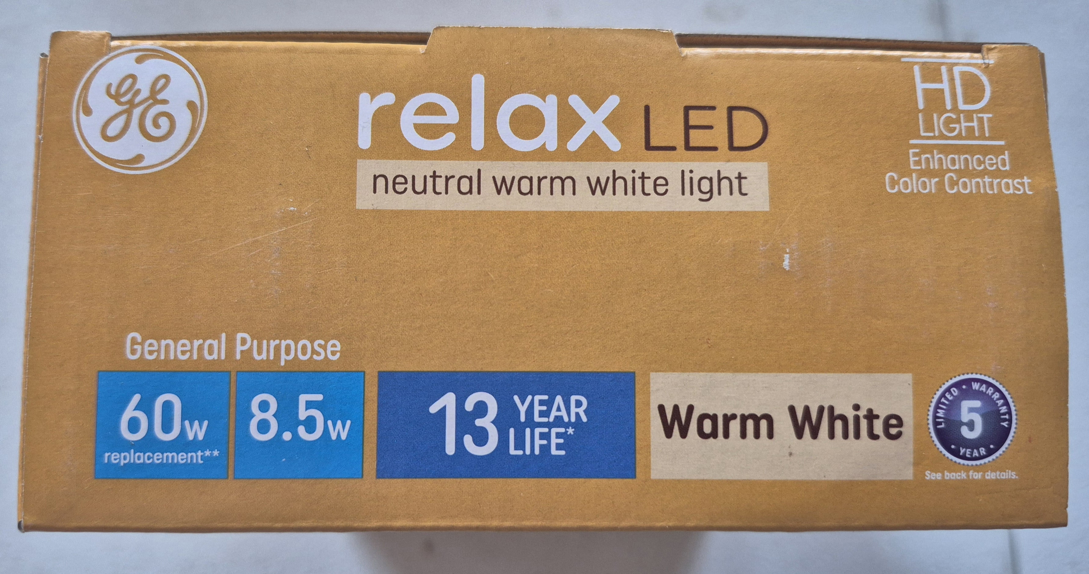 GE Relax LED Warm White 60-Watt A19 Dimmable 12 Pack Light Bulbs