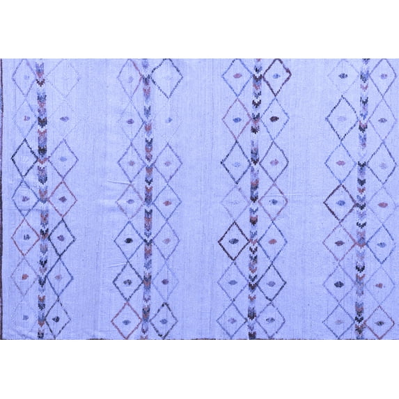 Ahgly Company Machine Washable Indoor Rectangle Solid Blue Modern Area Rugs, 8' x 10'