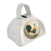 Vintage Rooster on Floral Background White Cowbell Cow Bell