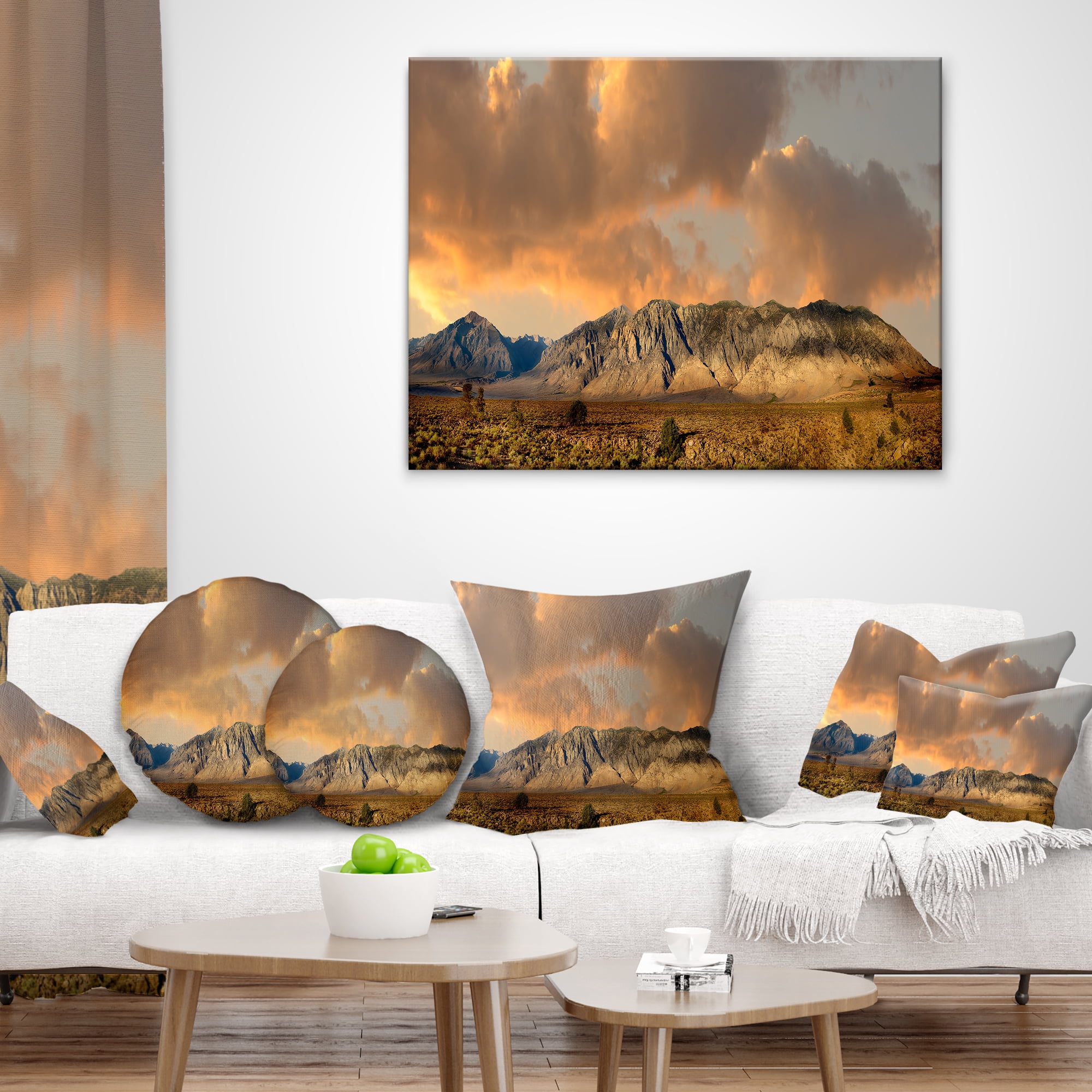 Designart Sierra Nevada Mountain - Landscape Printed Throw Pillow - 18x18
