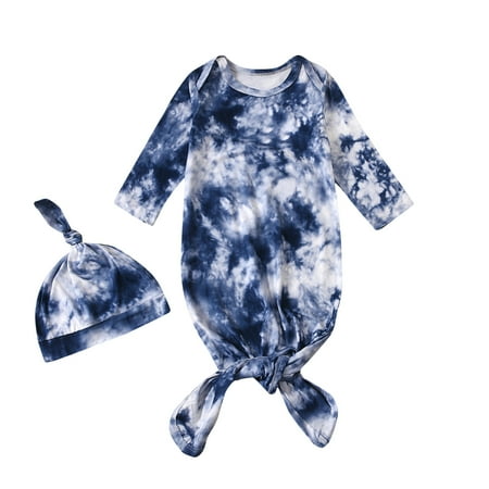 

jaweiw Baby Sleeping Bag with Beanie Hat Toddler Tie-Dyeing Long Sleeve Long Sleepwear Infant Stretchy Sleeping Wraps Nightgown