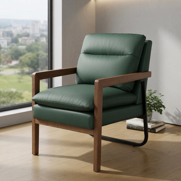 Barara King Lounge Chair, Accent Armchair Leisure Chair,Accent Sofa Chair,Single Sofa Chair with Extra-Thick Padded Backrest and Seat Cushion-Green