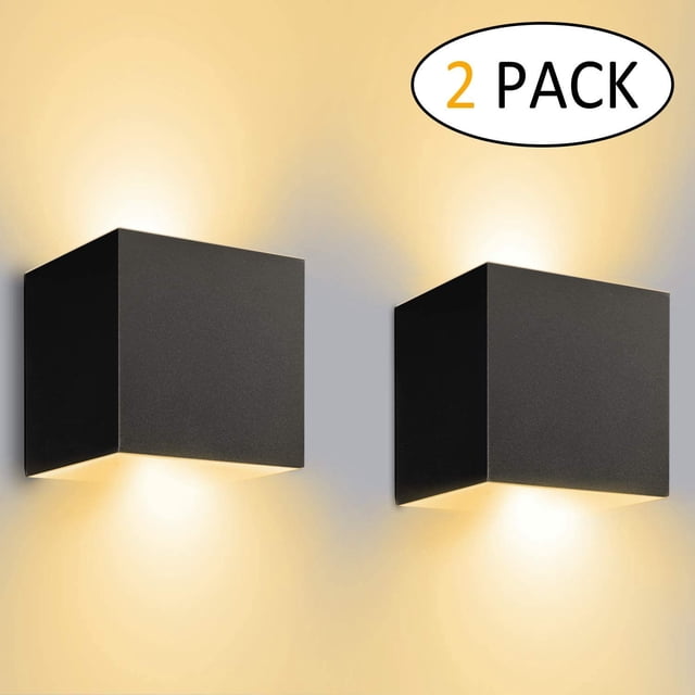 12W Appliques Murales Modernes LED 2 Pièces Appliques Murales 3000K Blanc Chaud LED avec Angle de Faisceau Réglable IP65 Imperméable à l'Eau 1000lm
