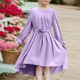thumbnail image 2 of TAIAOJING Toddler Girls Long Sleeve Dress Stylish Flowy Semi Formal Party Dress With Belt Classic 9-10Y, 2 of 6