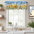 thumbnail image 2 of Spring Sunflower Daisy Kitchen Curtain Valances for Windows Farmhouse Short Curtains, Yellow Butterfly Retro Oil Painting Rod Pocket Valance Curtain for Bedroom Cafe Living Room 42"x12", 2 of 8