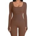 thumbnail image 2 of Trajes de ropa activa para mujer Mono de ropa deportiva con cuello cuadrado para deportes (marrón L) JShteea Para Estrenar, 2 of 7