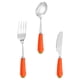 thumbnail image 3 of 1 juego / 3 piezas Kit de vajilla de acero inoxidable Cuchara de tenedor cortador para niños lindo (naranja), 3 of 7